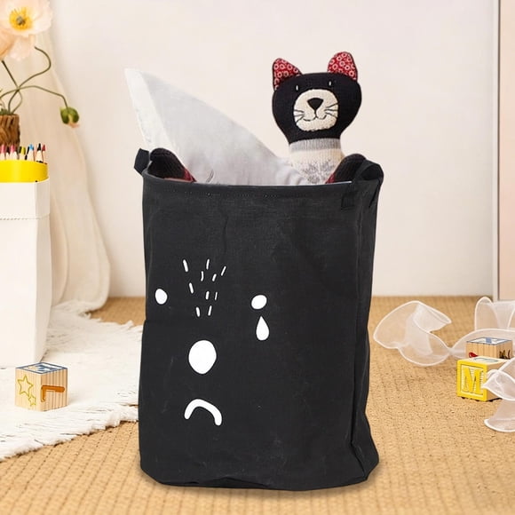 EARKITY Foldable Fabric Storage Basket Heavy-Duty Canvas Laundry Basket Toy Storage Basket