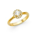thumbnail image 2 of Fancy Italian 14k Solid White Gold Circle Halo CZ 1.0 ct Wedding Ring, 2 of 2