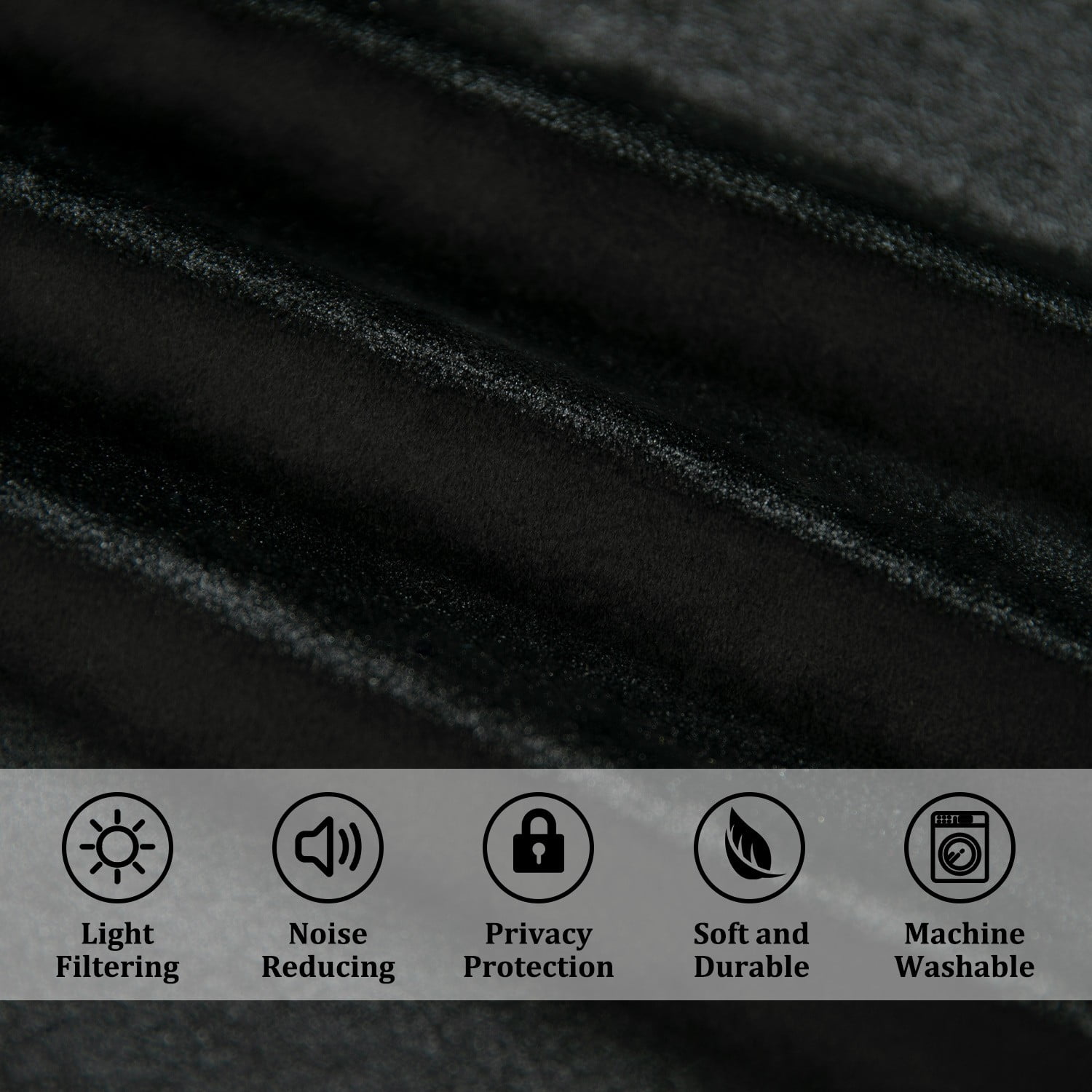 VOGOL Black Velvet Waterfall Valance & Curtains Set, Beaded Tassel Thermal Drapes 52x96 Inches for Bedroom & Living Room