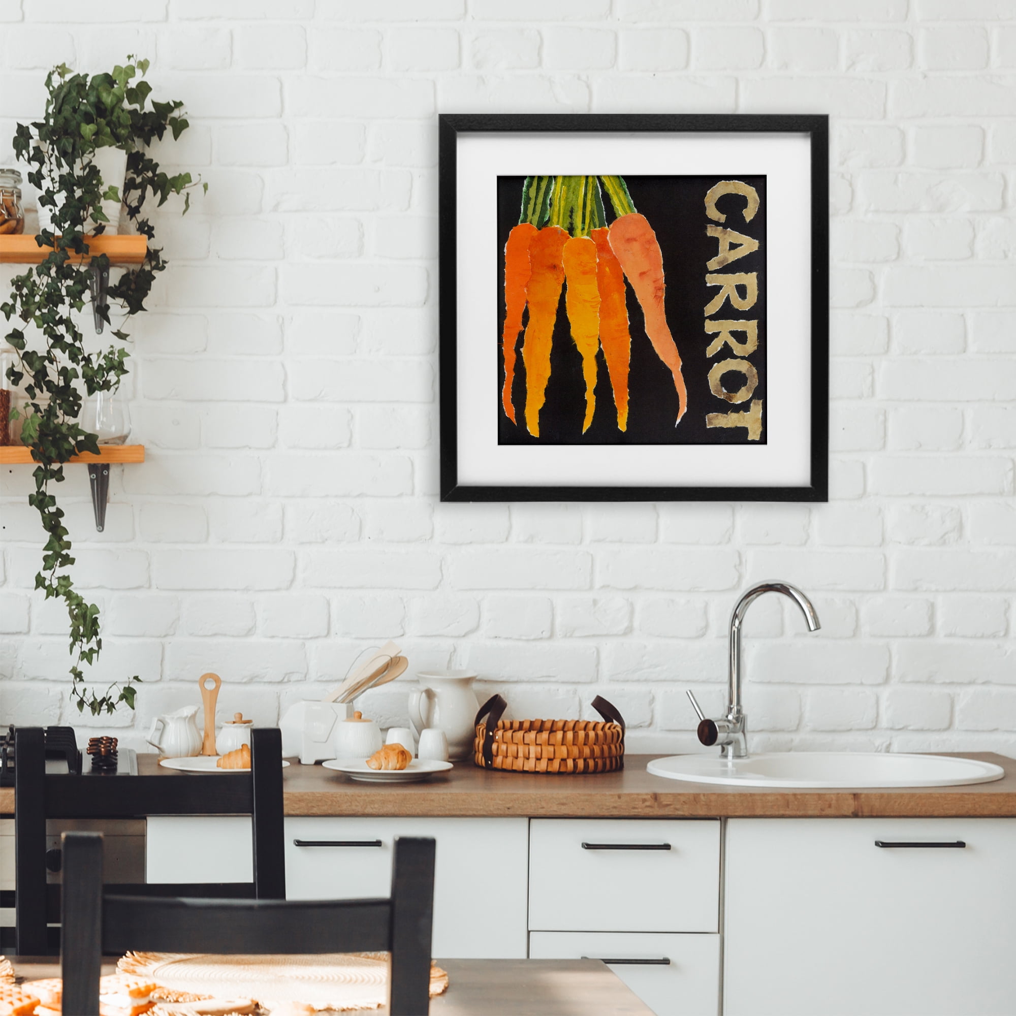 Stupell Industries Carrot Root Vegetable Black Framed Print Under Glass, design by Nancy Overton