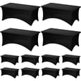 thumbnail image 1 of Mantel Fixwal de spandex negro de 6 pies para mesas de 6 pies (paquete de 12), 1 of 7