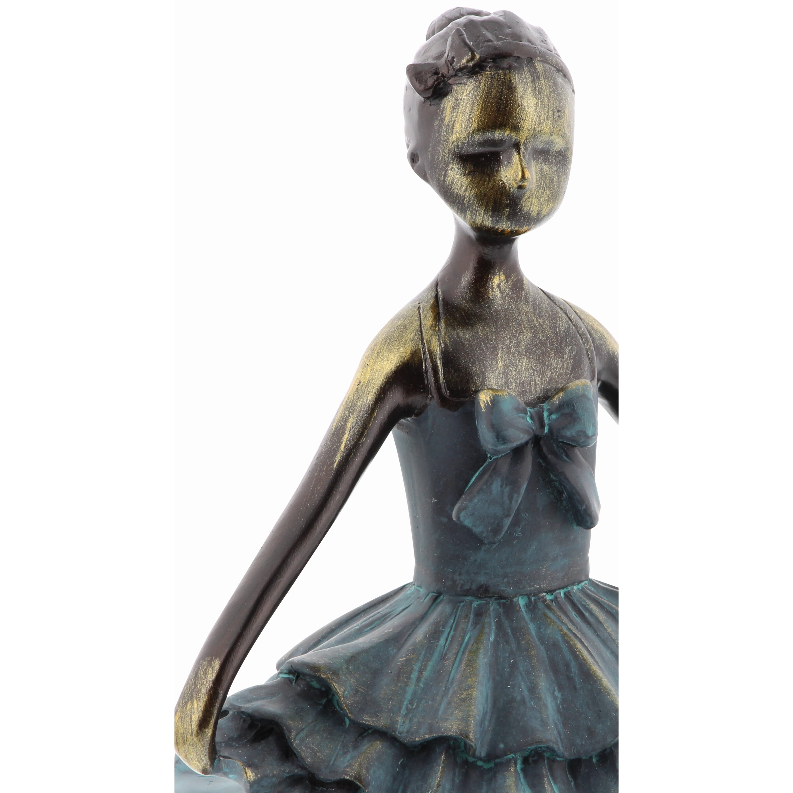 6"W, 12"H Teal Polystone Dancer Sculpture, by DecMode (3 Count)