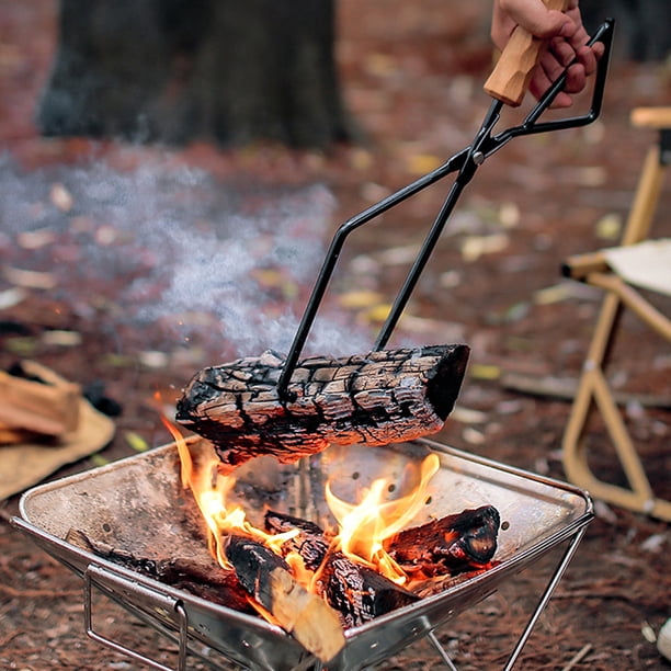Iron Charcoal Tongs Outdoor Camping Bonfire BBQ Firewood Clip Tool