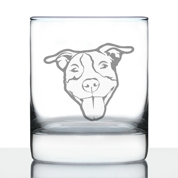 Bevvee Whiskey Rocks Glass 10.25 oz Pitbull Happy Face Pitbull Owner Gifts Glassware & Drinkware