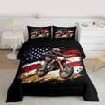 thumbnail image 2 of jejeloiu Motocross Speed Game Full Size Comforter Sets,Vintage American Flag Bedding Sets For Boys Men Reversible 3pcs, 2 of 8