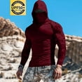 thumbnail image 2 of USNSM Men's Printing Summer UPF 50 Sunscreen Hoodie Shirt with A Mask Long Sleeve Outdoor Hiking Shirt, Breathable Moisture Wicking Red L, 2 of 3