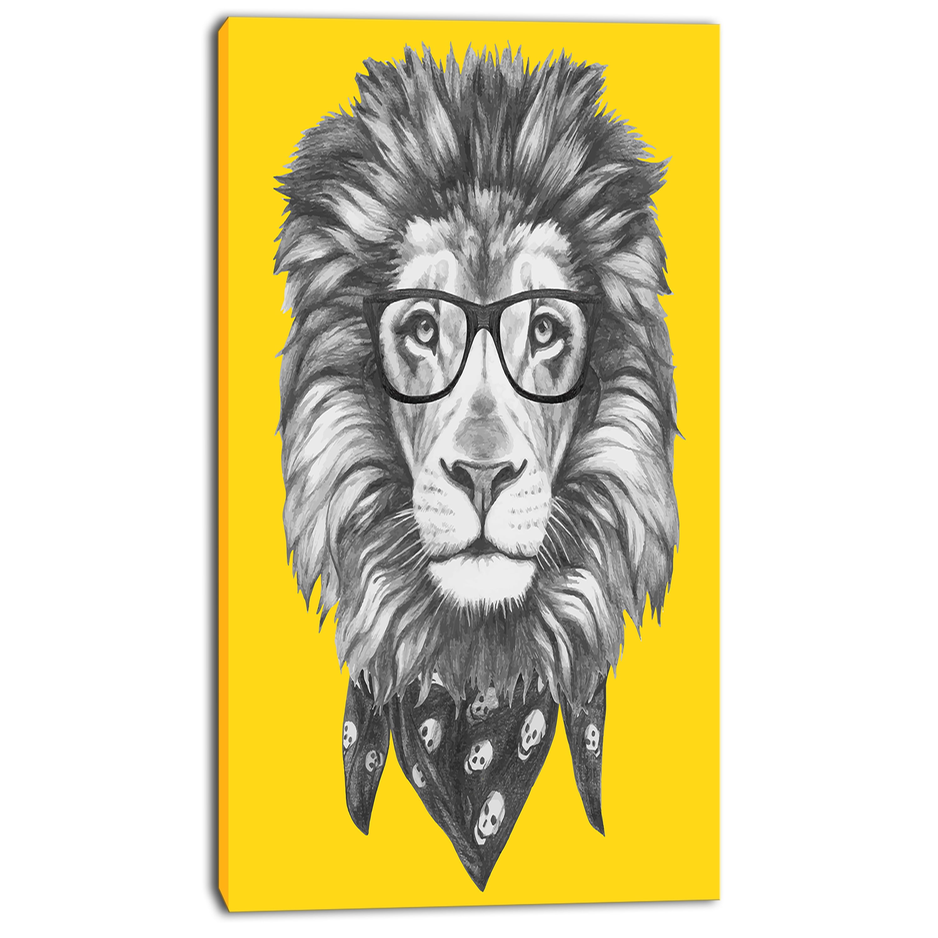 Design Art Lion With Glasses And Scarf 5 Piece Graphic Art On Wrapped Canvas Set Walmart Com Walmart Com