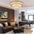 thumbnail image 5 of LUOLAX 31.5" Modern K9 Crystal Chandelier Flush Mount LED Ceiling Light Pendant Fixture, 5 of 12