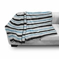 thumbnail image 3 of Abstract Soft Flannel Fleece Throw Blanket, Paintbrush Large Color Bands Simplistic Horizontal Lines Stripes, Cozy Plush for Indoor and Outdoor Use, 50" x 70", Aqua Black White, by Ambesonne, 3 of 6