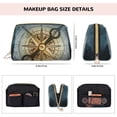 thumbnail image 5 of Naloa Vintage Compass Leather Makeup Bag for Purse Travel, Portable Small Cosmetic Organizer for Women and Girls, Make up Bag with Zipper, 5 of 8