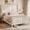 White, variant on YOKWOK King Bed Frame with 55" High Upholstered Headboard, Platform Metal Bed Frame with Nailhead Trim Decor, Solid Wood Slats Supports, No Box Spring Needed, Easy Assembly, White