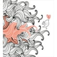 thumbnail image 3 of Ambesonne Modern Duvet Cover Sets, Graphic Swirls Wave Bird, 2-Queen, Coral Black and White, 3 of 3