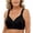 Black, variant on Women’s Textured Leaf Lace V-Neck Wide Adjustable Strap Wireless Bra Nylon Spandex Floral Center Applique Light Padded Soft Breathable Support Mature Ladies Casual Underwear