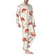 thumbnail image 2 of Balery Cartoon Flat Mushrooms Pijama para Hombre de Dos Piezas con Manga Larga, Conjunto de Dormir y Descanso Suave con Bolsillos-Small, 2 of 7