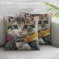 thumbnail image 3 of Qinduosi Throw Pillow Decoractive Cushion Covers of Line Cute Cat Pillow Case for Sofa Bed Couch  White, 3 of 5