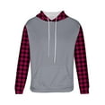 thumbnail image 5 of APEXFWDT Men's Plaid Raglan Sleeve Hoodie Big & Tall Long Sleeve Lightweight Athletic Pullover Casual Sweatshirt with Pockets,XXL,Hot Pink, 5 of 5