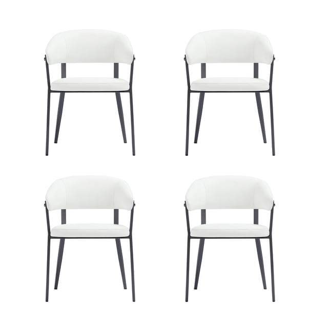 Belle White Textured Leatherette Dining Chair with Metal Legs - Set of 4