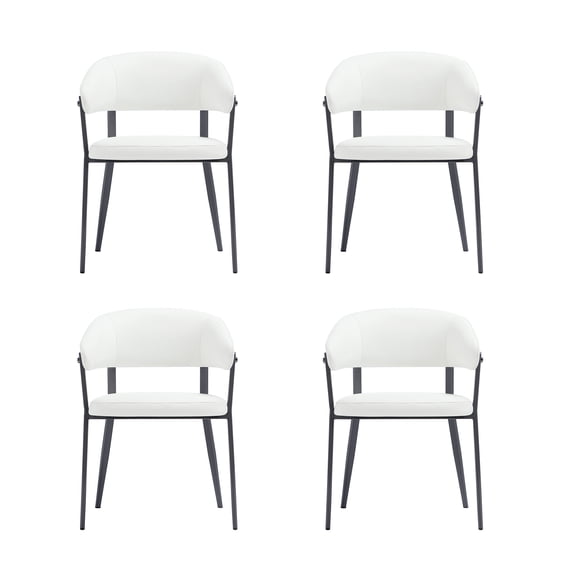 Belle White Textured Leatherette Dining Chair with Metal Legs - Set of 4