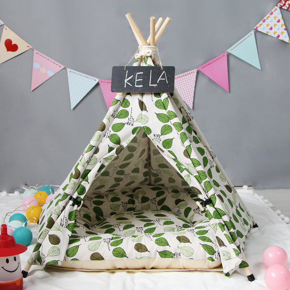 jtxqy Pet Teepee Dog Cats Rabbits Bed Canvas Portable Pet Tents Houses with Cushion