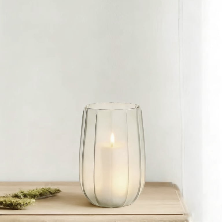 Better Homes & Gardens Fluted Glass Hurricane Candleholder, Frosted photo 3