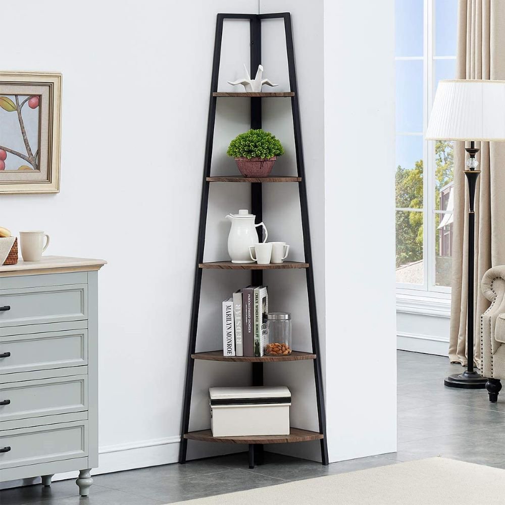 Crowdstage 5Shelf Storage Corner Ladder Bookcase 72.7 H x 15.7 W x 15.7 L inches,stylish Multi