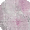thumbnail image 4 of HomeRoots 622398 8 ft. Pink & Gray Abstract Washable Transitional Indoor & Outdoor Round Area Rug, 4 of 9