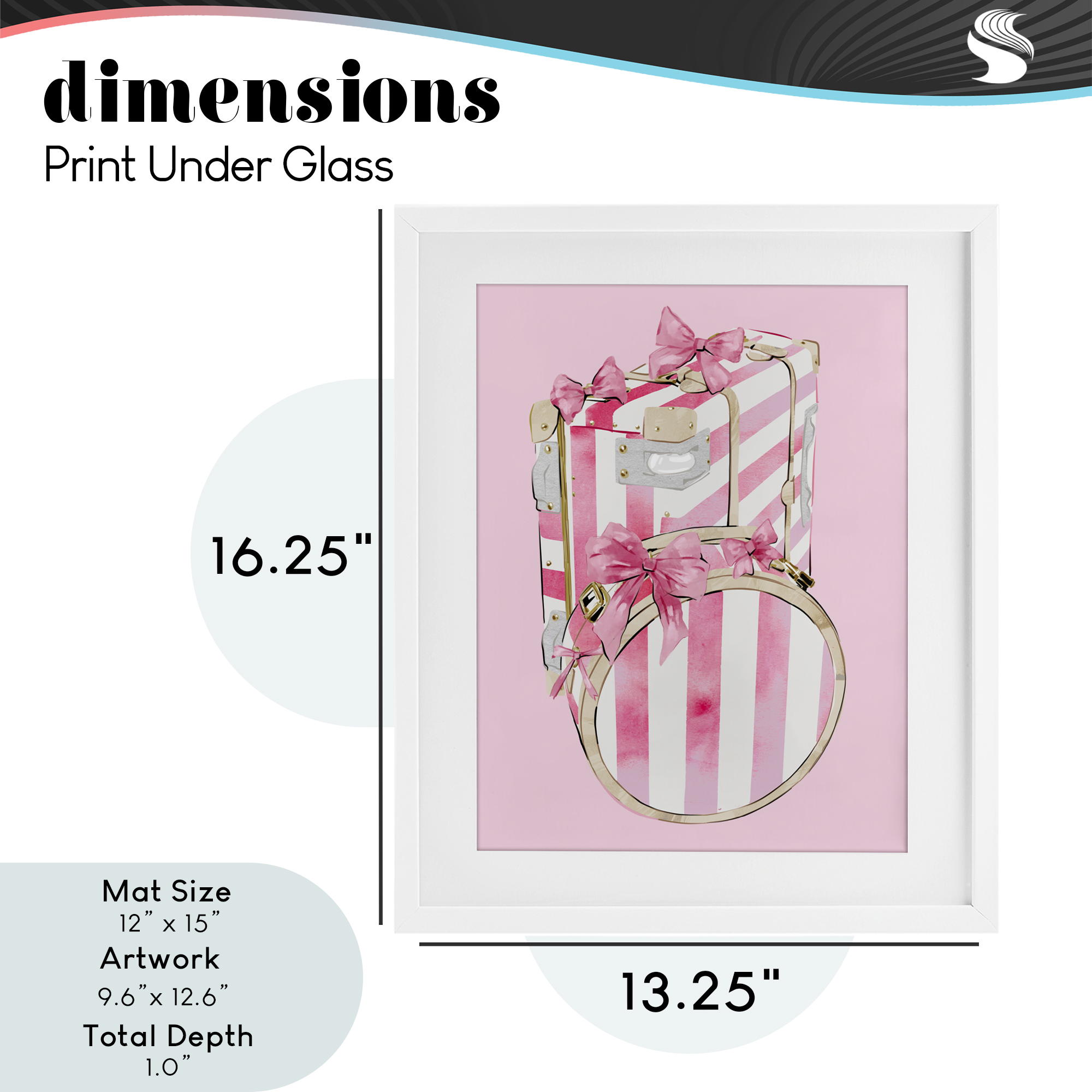 Pastel Stripe Luggage White Framed Print Under Glass, design by Ziwei Li