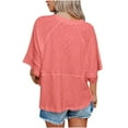 thumbnail image 6 of Pink S WIZUTIZ Tops for Women Trendy Oversize Vintage Cozy Style Shirts Short Sleeve Comfy Crew Neck Blouse Plus Ladies Linen Tshirts Summer-Beach Loose Fit T-shirt Lightweight Solid Tshi, 6 of 6