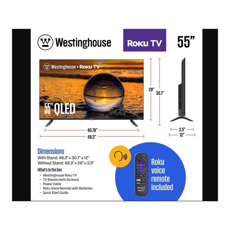 Westinghouse 55" Mini-LED 4K UHD Roku TV with Dolby Vision, QLED, Local Dimming, MEMC, AirPlay 2 & HomeKit accessories and compatibility