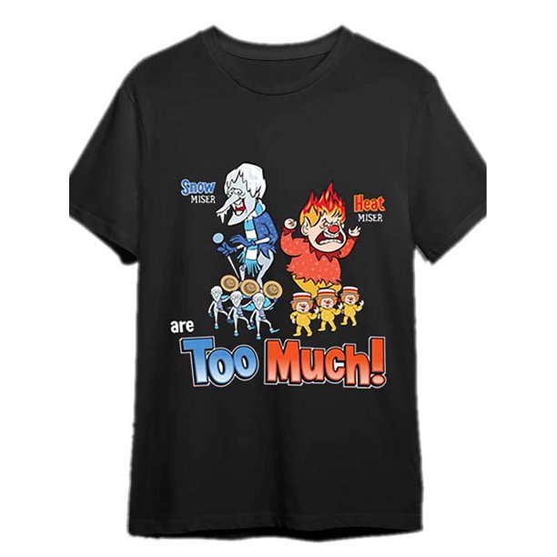 Men's "Miser Brothers Too Much!" Graphic T-Shirt - Funny Cartoon Print, Black Cotton, Short Sleeve, Crew Neck, Machine Washable, Funny T Shirts