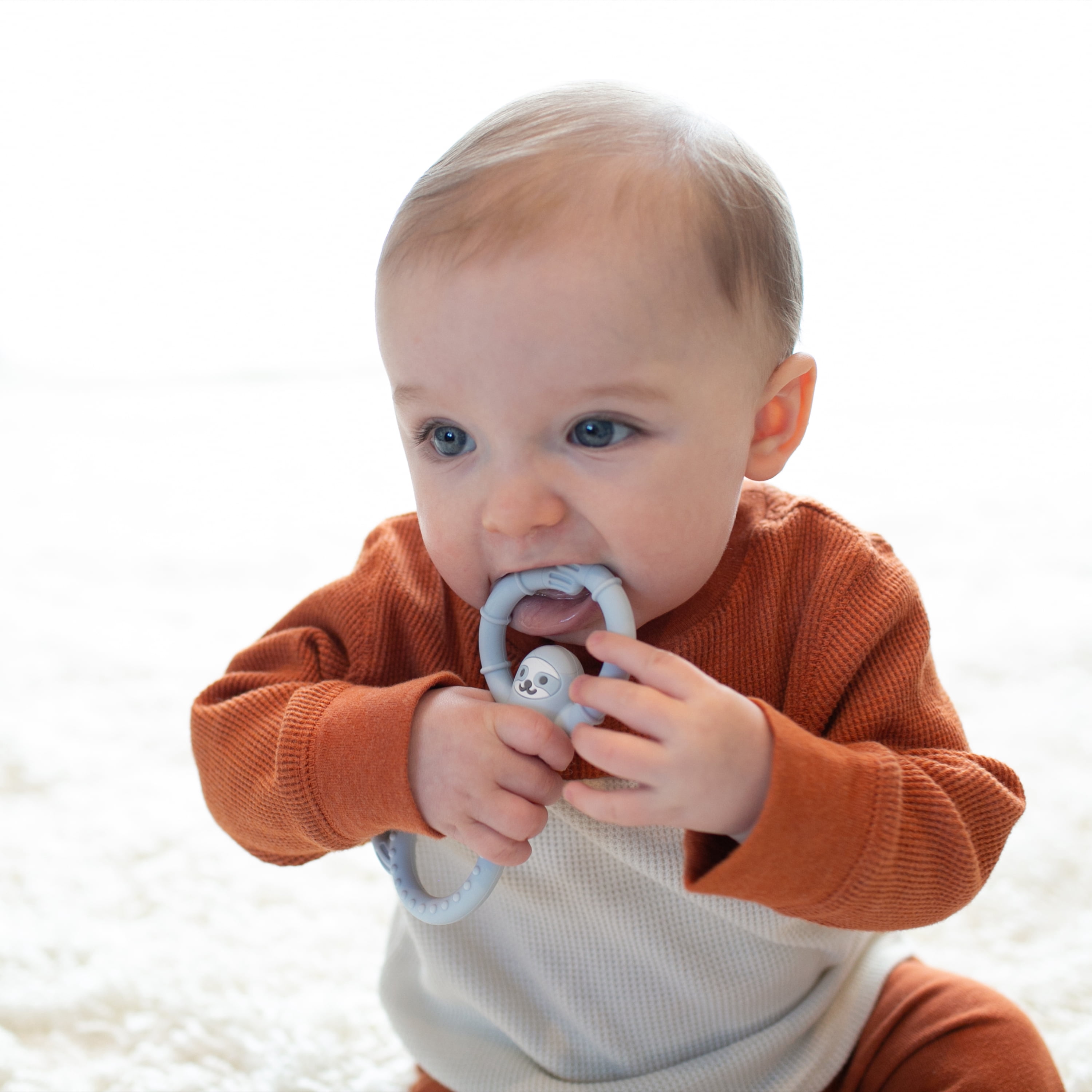 Dr. Brown's Flexees Baby Teether, Blue Sloth, 100% Silicone, Infant-Toddler, 1-Pack