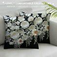 thumbnail image 3 of Creowell  White Sping Floral&nbsp;Throw Pillow Covers,Black Winter Decorative Pillow Covers Digital Printing Blended Fabric for Couch Sofa Bed Invisible Zipper, 3 of 5