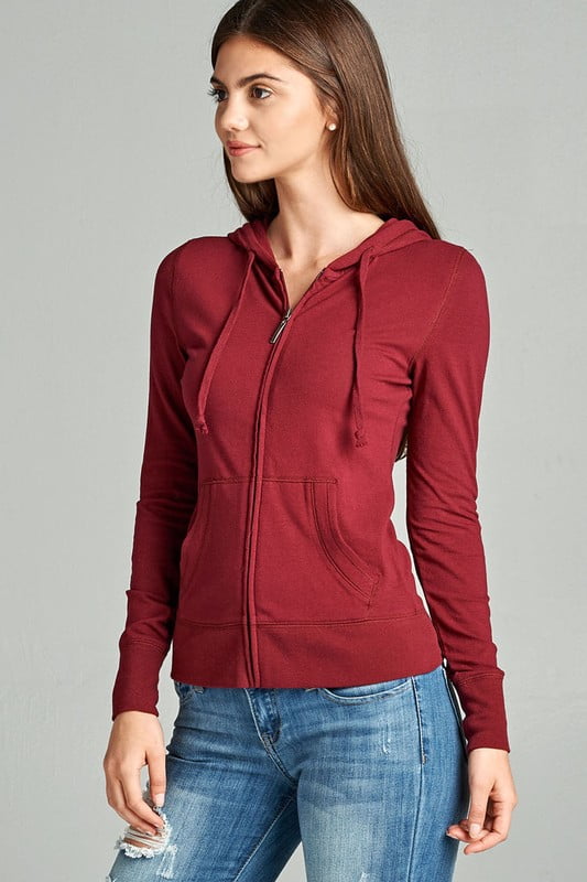 maroon zip up sweater
