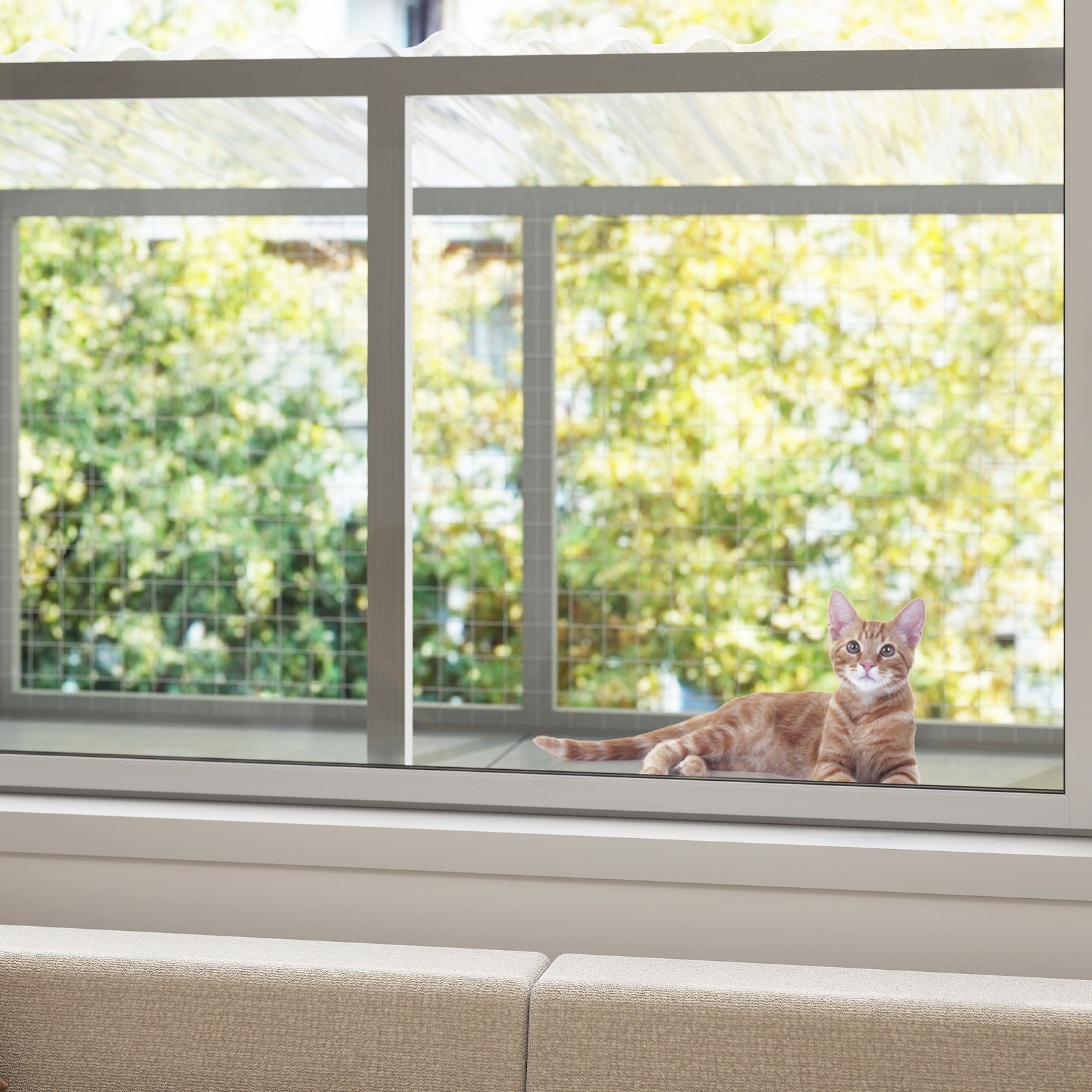 LINJH Window Catio, Catio Outdoor Cat Enclosure Window Box, Wooden Cat Window Perch