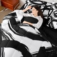 thumbnail image 4 of Homewish Black Stripes 7 Pieces Bedding Comforter Set for Teens Boys Girls,Geometric Lines Full Bedding Set Lightweight,Vintage Aesthetic Fitted Sheet Flat Sheet,Breathable Home Decor,Reversible, 4 of 8