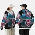 thumbnail image 4 of Fotbe Vipère à Lèvres Bleues et Trois Roses Roses pour Hommes Femmes Veste de Protection Solaire UPF 50+ à Capuche Chemise Rafraîchissante avec Poches Randonnée Plein Air Performance-Xx-Grand, 4 of 7