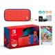 thumbnail image 1 of 2021 New Nintendo Switch Mario Red & Blue Limited Edition with Mario Iconography Carrying Case and Screen Protector Bundle With Paper Mario: The Origami King And Mytrix Accessories Nintendo HADSKEAAA, 1 of 2