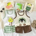 thumbnail image 4 of mgoYE Toddler Shorts Boys Toddler Baby boy Summer Clothes Beach Sleeveless Vest Tops+Shorts Kid Casual Outfits|Light Green 5-6 Years, 4 of 7