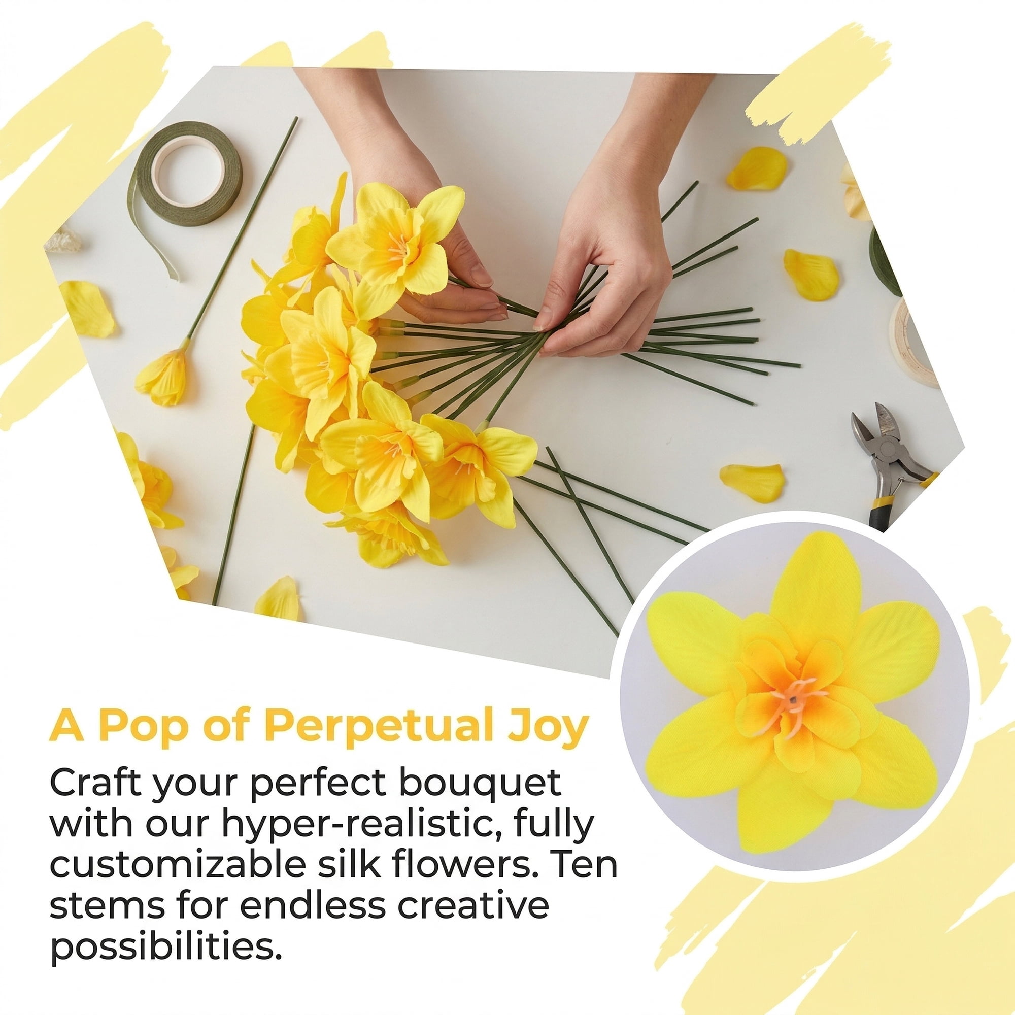 Unique Bargains Artificial Orchid Flowers Detachable HeadsSilk Phalaenopsis Yellow 5.9 in