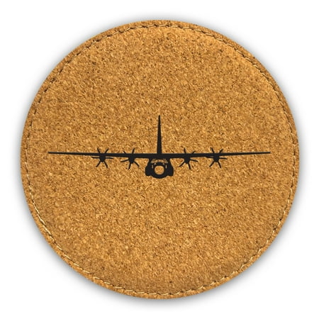 

C-130J Super Hercules Coaster Laser Engraved Leatherette - Round Coasters - Many Colors - Single / Coasters Sets - c130j c-130 c130 military transport