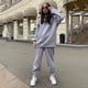 thumbnail image 3 of Conjunto de traje de 33 piezas para mujer Color sólido Casual manga larga con capucha jersey pantalón largo chándal, 3 of 3
