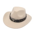 thumbnail image 2 of Eoperou Fedora Hat Cow head Decor Wide Brim Western Style Soft Touch Head Autumn Winter Felt Hat for Travel, 2 of 8