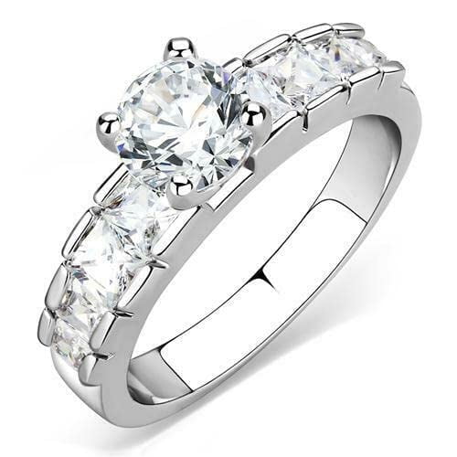 HeartsAndYou 2.5ct Round Cut Moissanite Princess Accents Engagement Ring for Women 18k White Gold over Silver