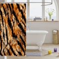 thumbnail image 3 of Manfei Fashion Tiger Print Shower Curtain 72Wx84L, Minimalism Stripes Lines Bathroom Shower Curtain, Dark Brown Orange, 3 of 5