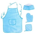 thumbnail image 2 of Delantales para niños, guantes de horno, gorro y delantal de chef para niños, disfraz de chef para jardinería azul, 2 of 9