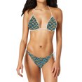 thumbnail image 1 of Womens Swimsuits Trendy 3D Digital Print Three-Point Separates Bikinis Gold Bathing Suits for Women M, 1 of 5