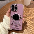 thumbnail image 4 of Compatible with iPhone 13 Pro Max Electroplated Case Women Girls Plating Astronaut Kickstand Camera Lens Protection Soft Silicone Case for iPhone 13 Pro Max 5g 6.7 inch (Purple), 4 of 11