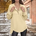 thumbnail image 2 of WTOBBY Women's Lightweight Button Detail Hoodie, Long Sleeve Casual Pullover, Preppy Style with Kangaroo Pocket for Essentials and Classic Streetwear Look,Beige XL, 2 of 6