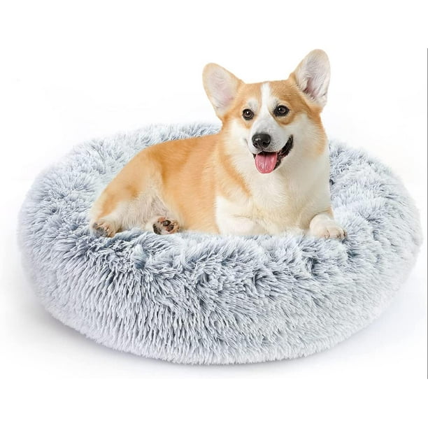 Calming Dog Bed Donut Anti Anxiety Fluffy Dog Bed for Small Medium Dog