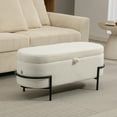 thumbnail image 2 of HOMCOM Banc Ottoman de Rangement, Repose-Pieds avec Couvercle Relevable, Blanc Crème, 2 of 10